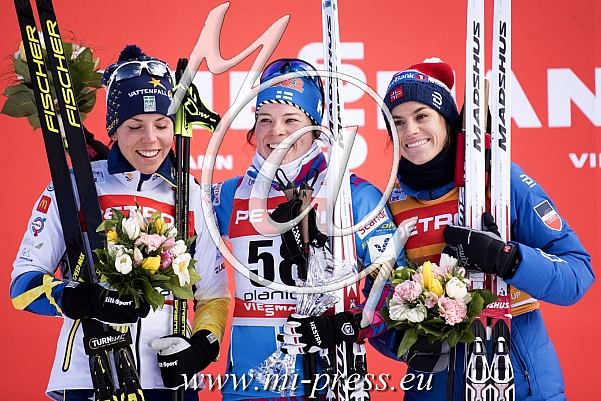 1. Krista PARMAKOSKI FIN, 2. Charlotte KALLA SWE, 3. Heidi WENG NOR