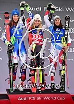 1. Mikaela SHIFFRIN USA, 2. Petra VLHOVA SVK, 3. Tessa WORLEY FRA