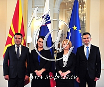 Zoran Zaev - predsednik Vlade S. Makedonije, Zorica Zaev, Marjan Sarec - Predsednik Vlade Slovenije, Barbara Iskra Sarec