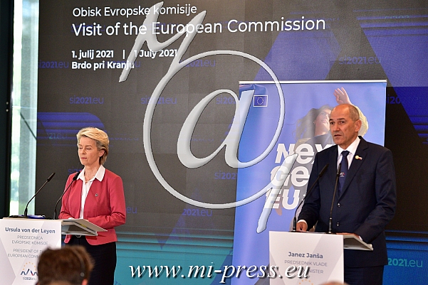 Ursula von der LEYEN -Predsednica Evropske komisije-, Janez JANSA -predsednik Vlade Slovenije-