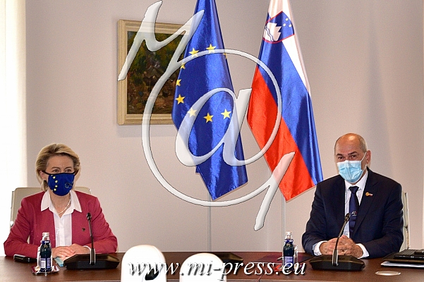 Janez JANSA -predsednik Vlade Slovenije-, Ursula von der LEYEN -Predsednica Evropske komisije-