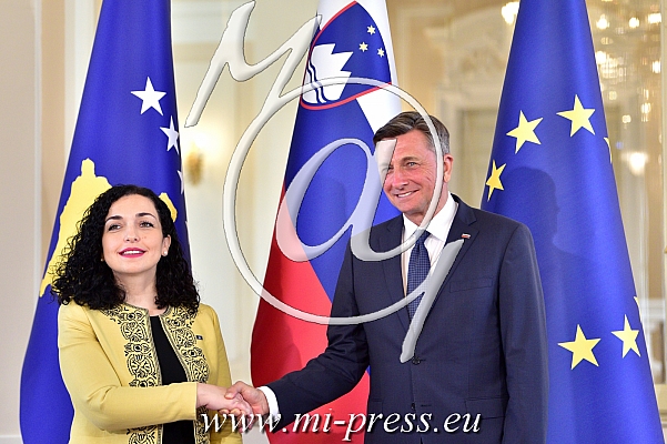 Vjosa OSMANI-SADRIU predsednica Kosova, Borut PAHOR predsednik Slovenije