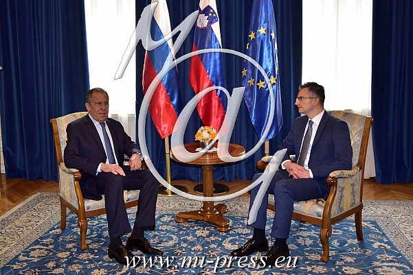 Marjan SAREC -predsednik Vlade Slovenije-, Sergej LAVROV -minister za zunanje zadeve Rusije-